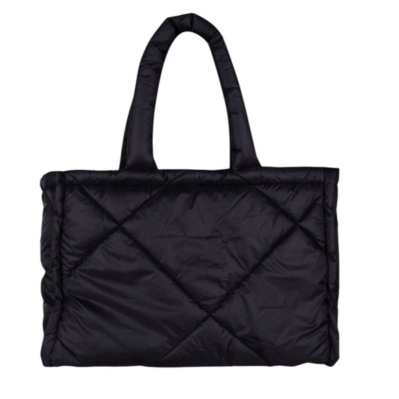 RINO & PELLE Puffer Faux Leather Quilted Shopper Tote Bag Black - Picture 1 of 14